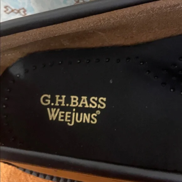 G.H. Bass & Co. Black Loafers with Gold Accents - Picture 2 of 8